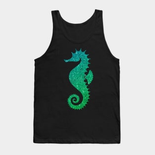 Green Ombre Faux Glitter Seahorse Tank Top